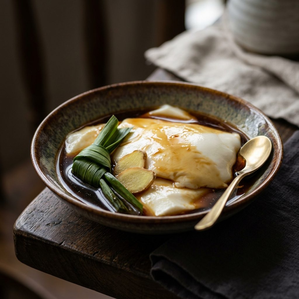 Chilled Tofu Pudding with Palm Sugar Syrup