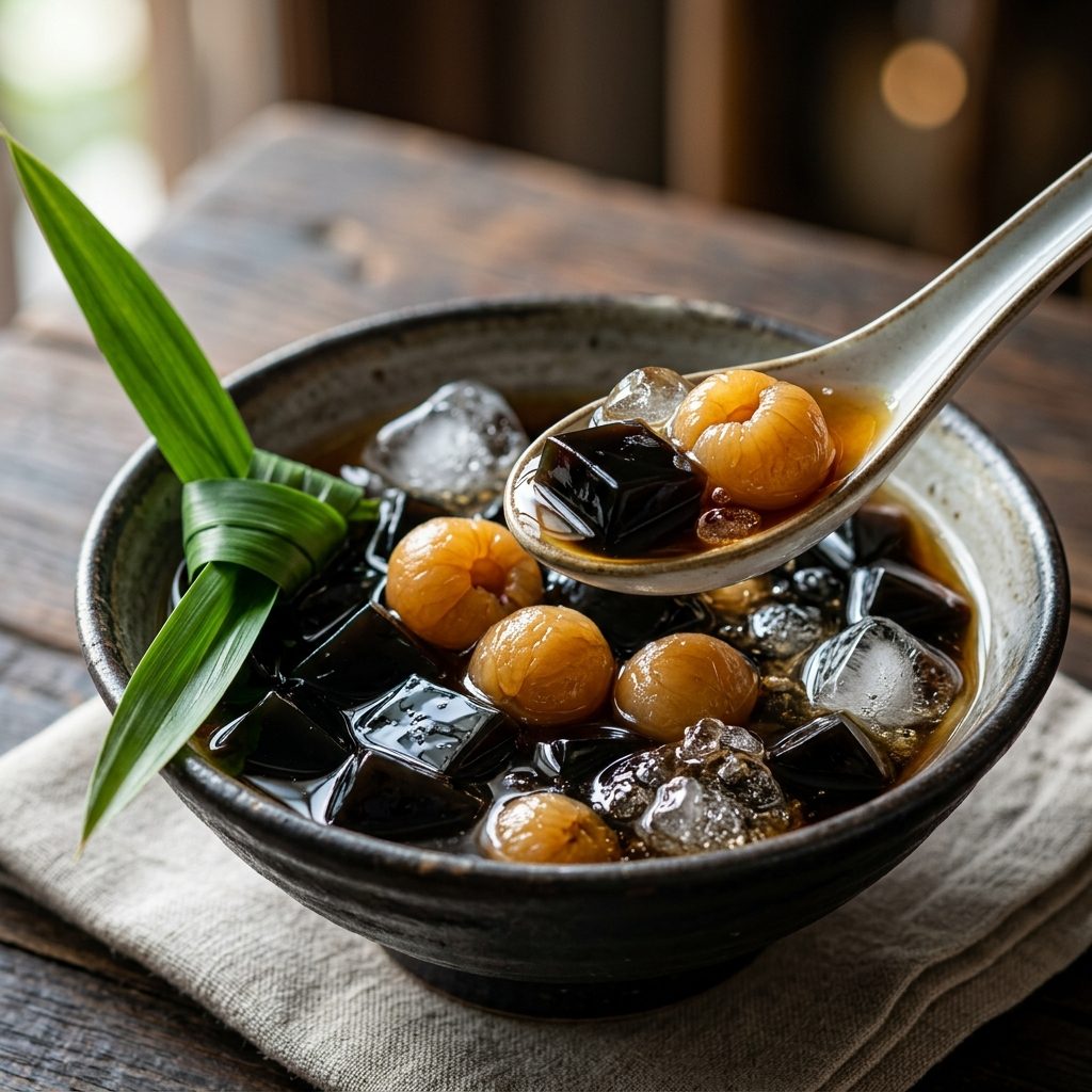 Grass Jelly with Longan Syrup
