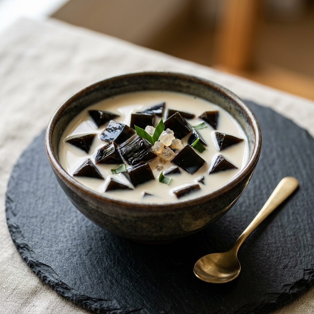 Soy Milk with Grass Jelly