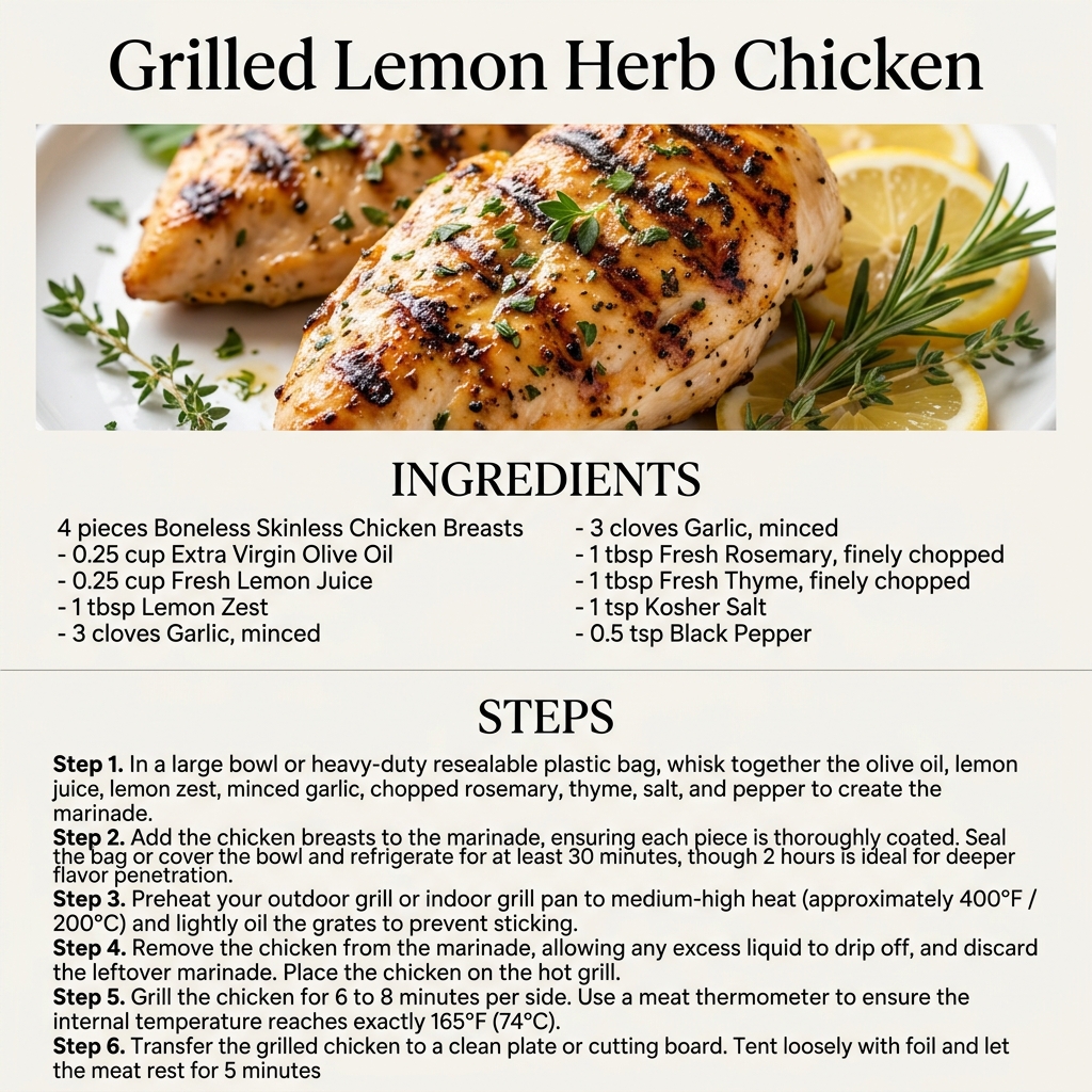 Grilled Lemon Herb Chicken Infographic
