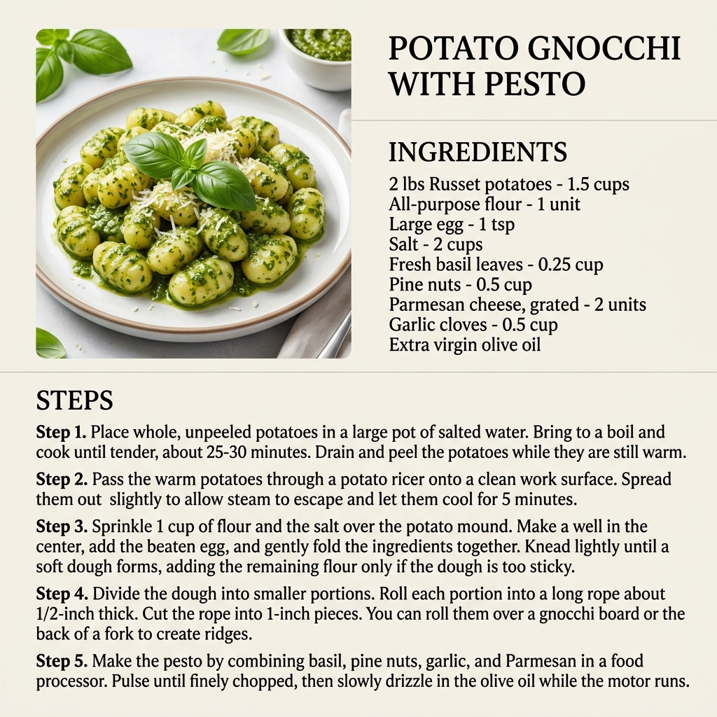 Potato Gnocchi With Pesto Infographic