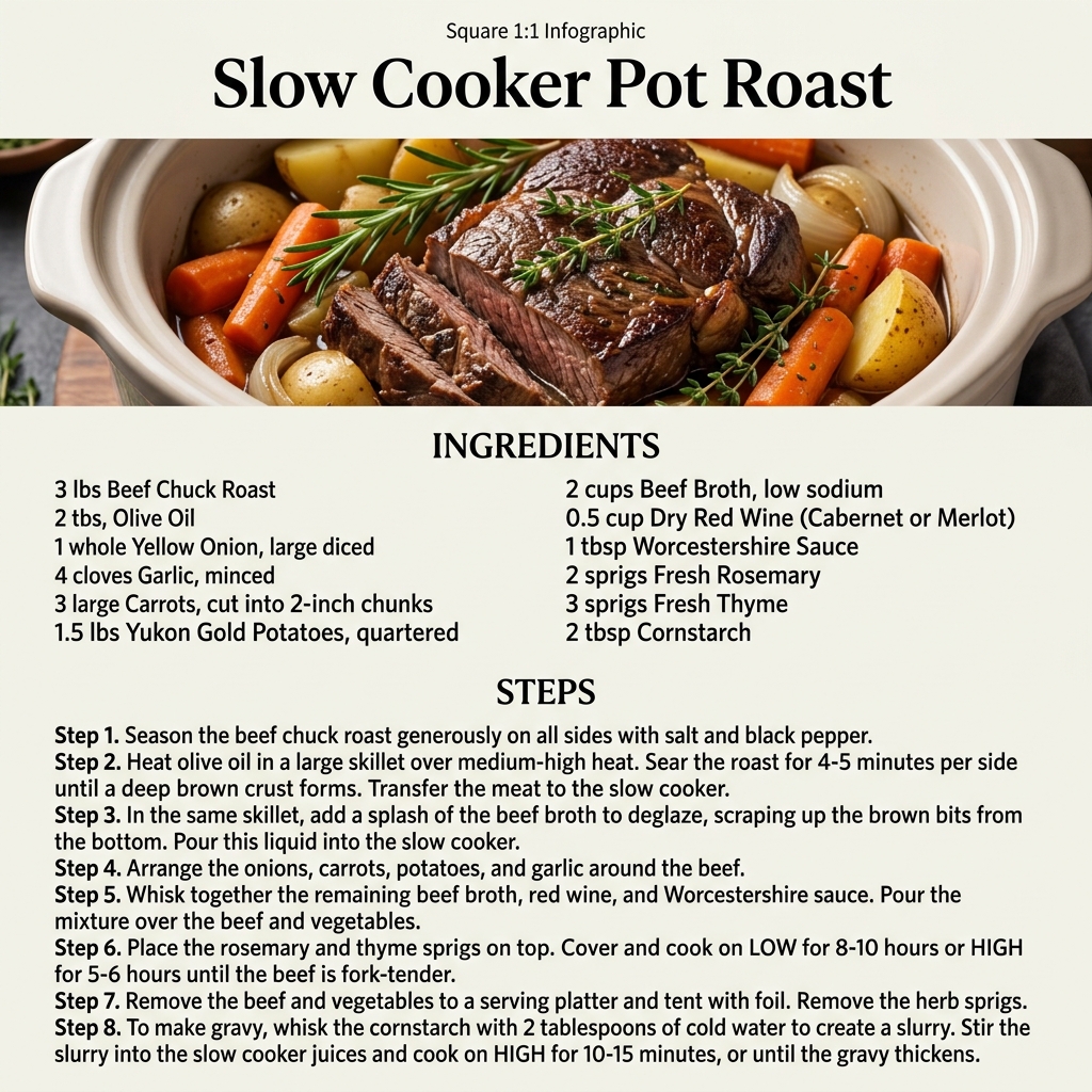 Slow Cooker Pot Roast Infographic