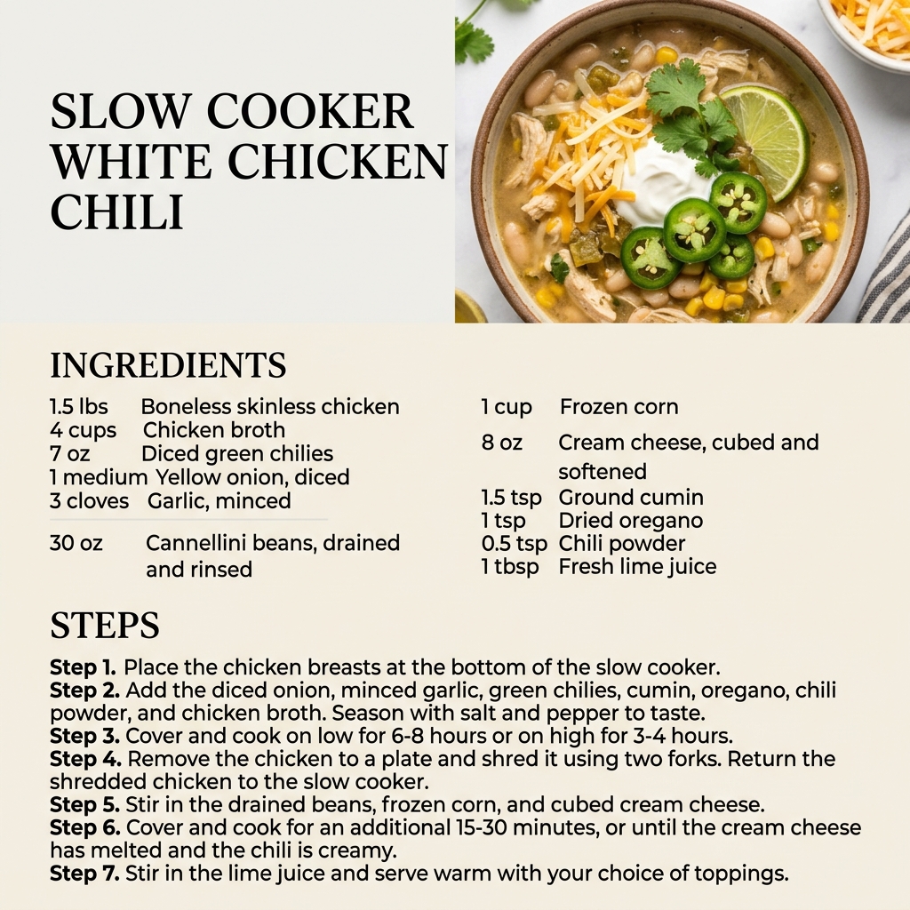 Slow Cooker White Chicken Chili Infographic