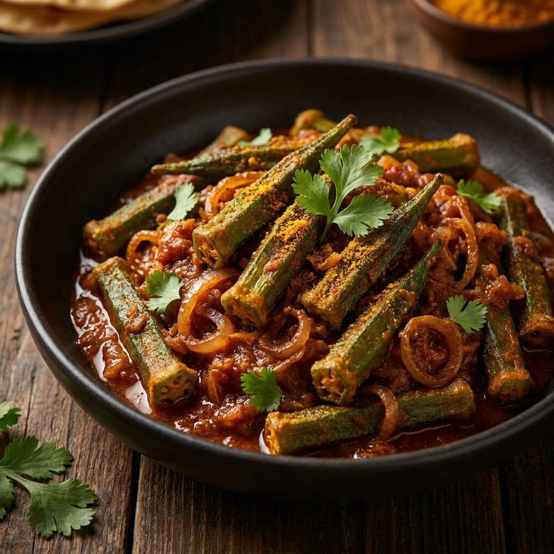 Bhindi Masala with Crisp Okra