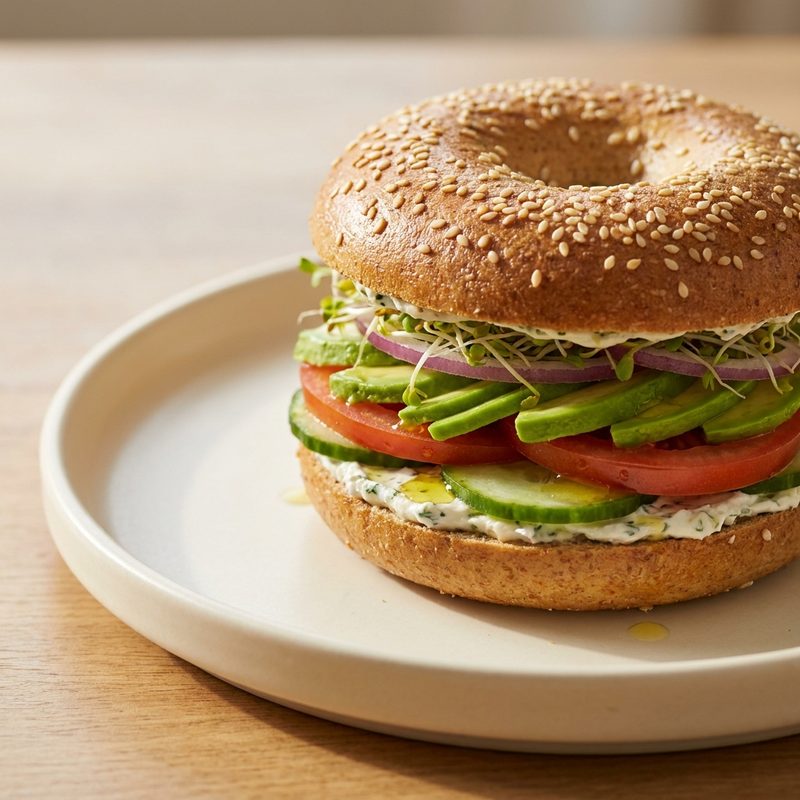 Fresh Veggie Bagel Sandwich
