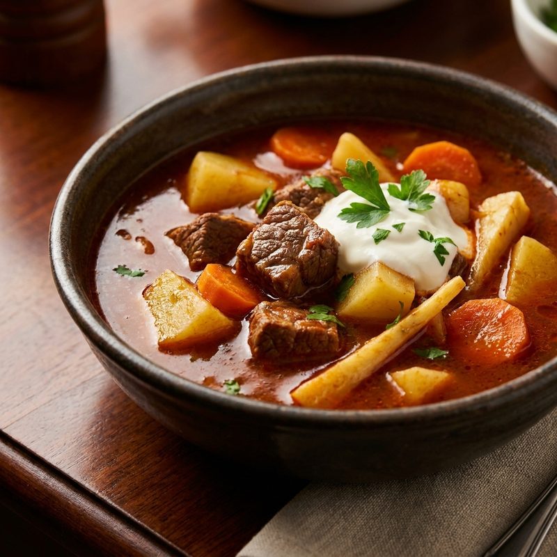 Hungarian Gulyas Soup with Sweet Paprika