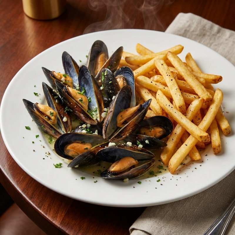 Moules-Frites with White Wine and Celery