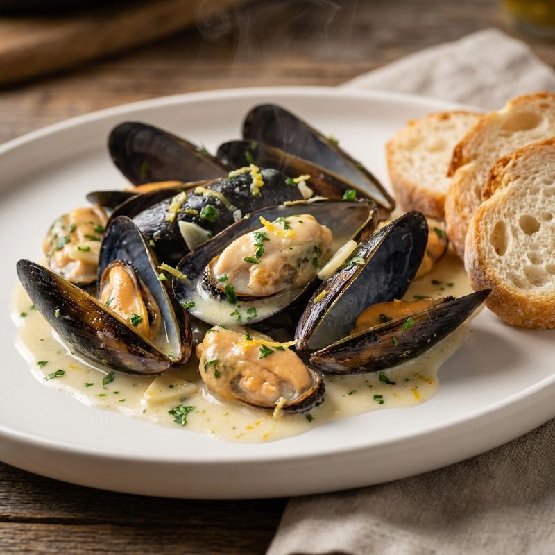 Mussels in White Wine & Garlic