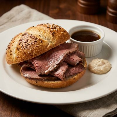Beef on Weck with Kummelweck Roll