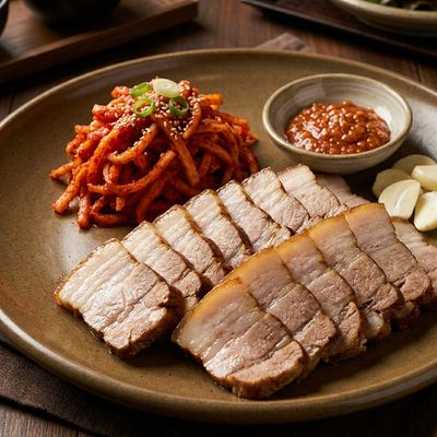 Bossam Boiled Pork Belly with Radish Salad