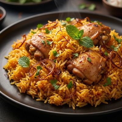 Chicken Biryani with Saffron and Fried Onions