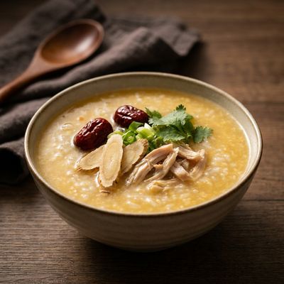 Chicken Congee with Astragalus and Dates