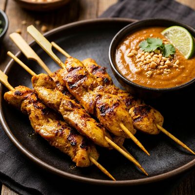 Chicken Satay Skewers with Peanut Sauce