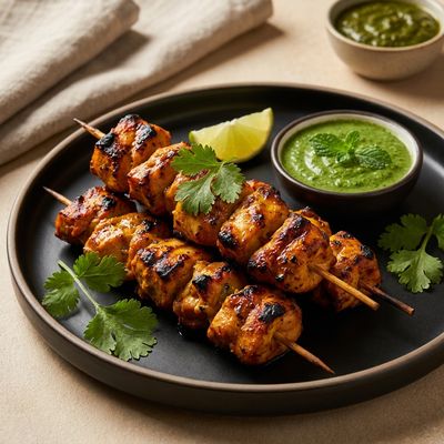 Chicken Tikka Skewers with Mint Chutney