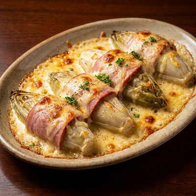 Chicons au Gratin Belgian Endive with Ham and Cheese