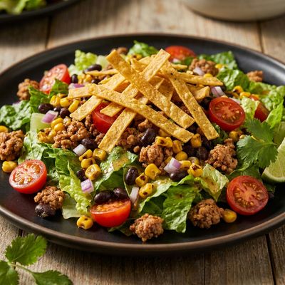 Classic Turkey Taco Salad with Crispy Tortilla Strips
