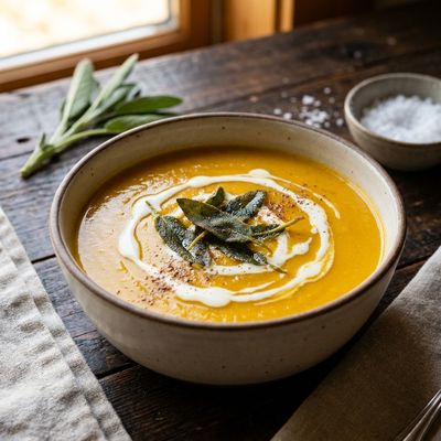 Creamy Butternut Squash Soup with Crispy Sage