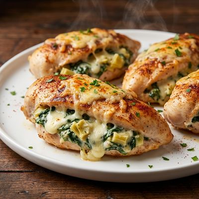 Creamy Spinach and Artichoke Stuffed Chicken Breast