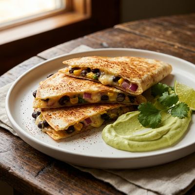 Crispy Black Bean Quesadillas with Avocado Crema