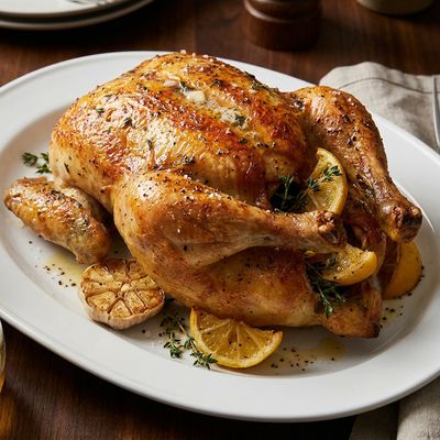 Crispy Skin Roast Chicken with Lemon and Thyme