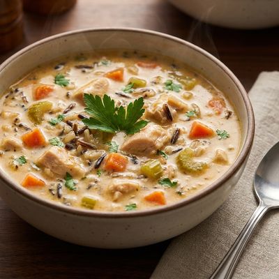 Crock Pot Creamy Chicken and Wild Rice Soup