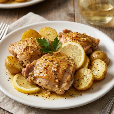 Crock Pot Lemon Garlic Chicken with Potatoes