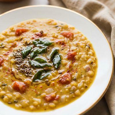 Dal Fry with Cumin and Curry Leaves