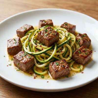 Garlic Butter Steak Bites with Zucchini Noodles