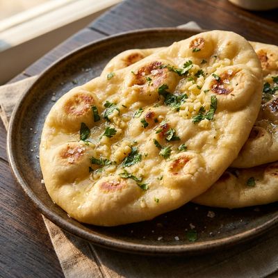 Garlic Naan with Coriander Butter