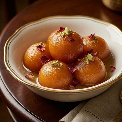 Gulab Jamun in Rose Cardamom Syrup