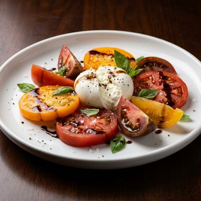 Heirloom Tomato and Burrata Salad with Balsamic Glaze