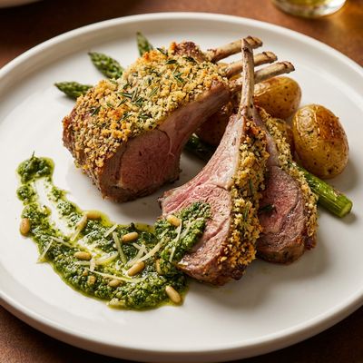 Herb-Crusted Rack of Lamb with Mint Pesto