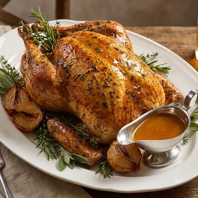 Herb-Roasted Turkey with Cider Gravy