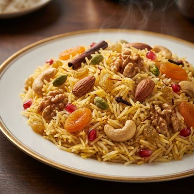 Kashmiri Pulao with Nuts and Dried Fruit
