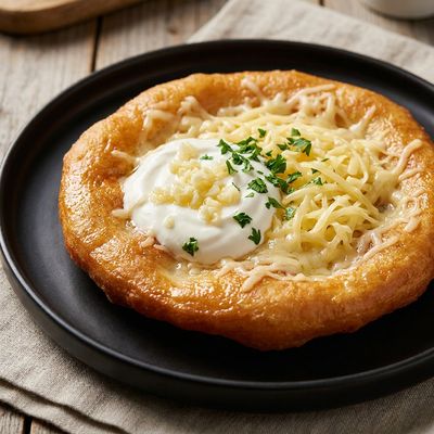 Langos Fried Flatbread with Garlic and Cheese