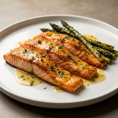 Lemon Garlic Butter Salmon with Asparagus
