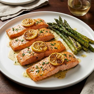 Lemon Garlic Butter Salmon with Roasted Asparagus