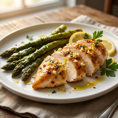 Lemon Garlic Roasted Asparagus and Chicken