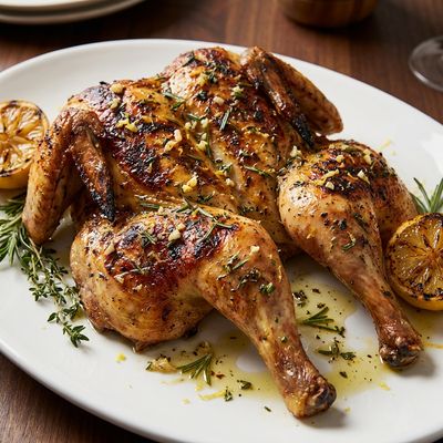 Lemon Herb Grilled Spatchcock Chicken
