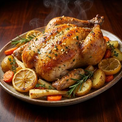 Lemon Herb Roasted Whole Chicken with Root Vegetables
