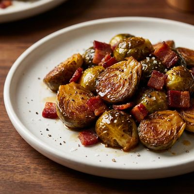 Maple Glazed Brussels Sprouts with Crispy Bacon