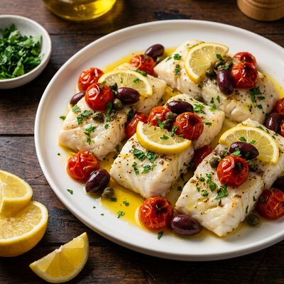 Mediterranean Baked Cod with Cherry Tomatoes and Olives