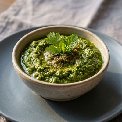 Mint Coriander Chutney for Indian Snacks