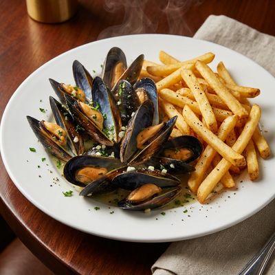 Moules-Frites with White Wine and Celery