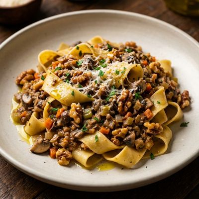 Mushroom Walnut Bolognese with Pappardelle