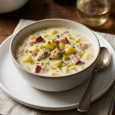 New England Clam Chowder with Smoked Bacon