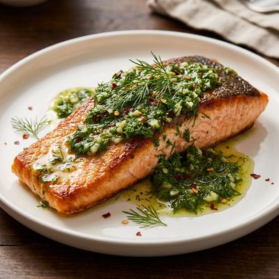 Pan-Seared Salmon with Lemon-Dill Chimichurri