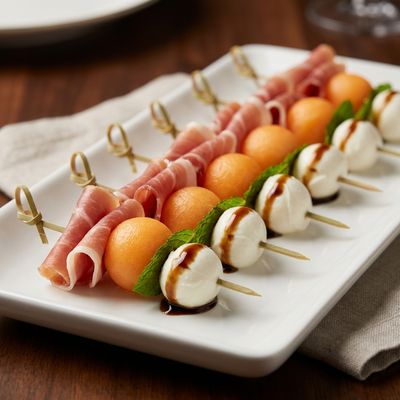 Prosciutto Wrapped Melon Skewers