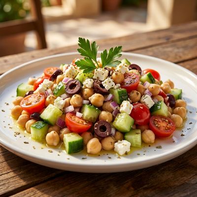 Quick Greek Chickpea Salad with Feta
