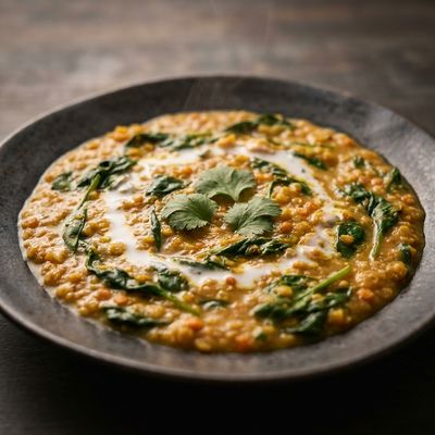 Red Lentil Dal with Coconut Milk and Spinach